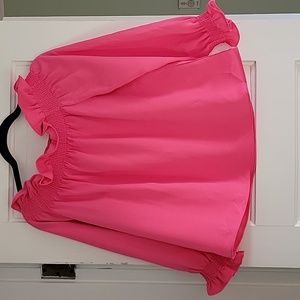 Tuckernuck Pink Ruffle Off Shoulder Blouse - M